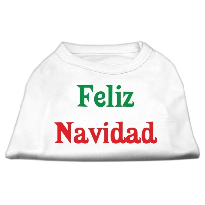 Feliz Navidad Screen Print Shirts White L