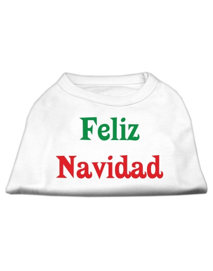 Feliz Navidad Screen Print Shirts White L