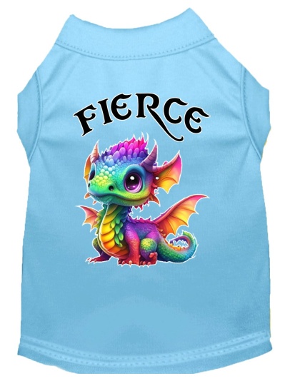 Fierce Dragon Screen Print Dog Shirt Baby Blue XS (8)