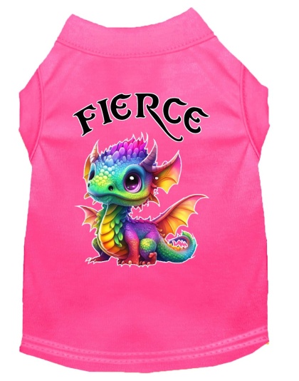 Fierce Dragon Screen Print Dog Shirt Bright Pink XS (8)