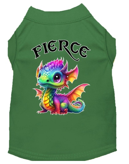 Fierce Dragon Screen Print Dog Shirt Green XS (8)