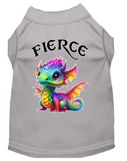 Fierce Dragon Screen Print Dog Shirt Grey XS (8)