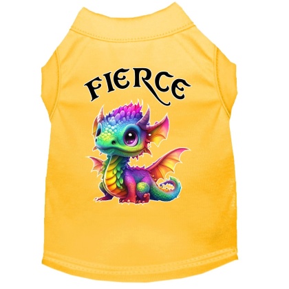 Fierce Dragon Screen Print Dog Shirt Yellow XS (8)