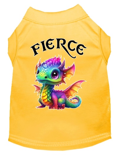 Fierce Dragon Screen Print Dog Shirt Yellow XS (8)