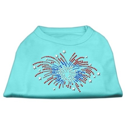 Fireworks Rhinestone Shirt Aqua L