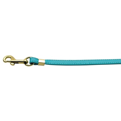 Flat Plain Leashes Turquoise Gold Hardware