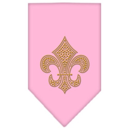 Fleur De Lis Gold Rhinestone Bandana Light Pink Large