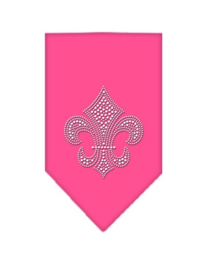 Fleur De Lis Rhinestone Bandana Bright Pink Large