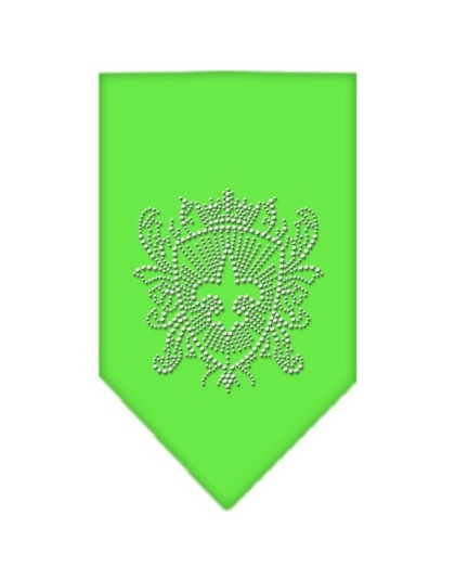 Fleur De Lis Shield Rhinestone Bandana Lime Green Large