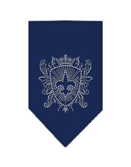 Fleur De Lis Shield Rhinestone Bandana Navy Blue large