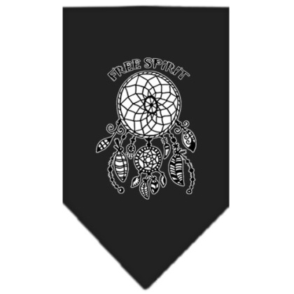 Free Spirit Screen Print Bandana Black Large