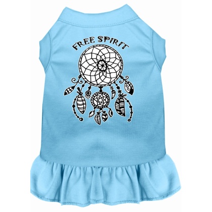Free Spirit Screen Print Dog Dress Baby Blue 4X (22)