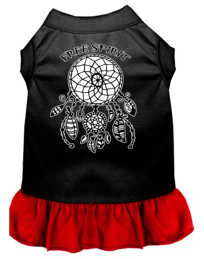 Free Spirit Screen Print Dog Dress Black with Red Lg