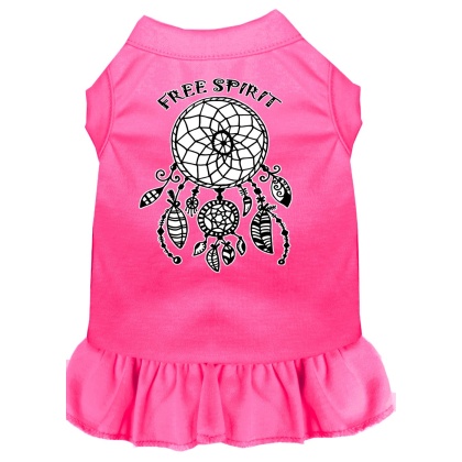 Free Spirit Screen Print Dog Dress Bright Pink 4X (22)
