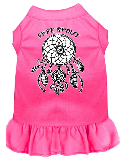 Free Spirit Screen Print Dog Dress Bright Pink 4X (22)