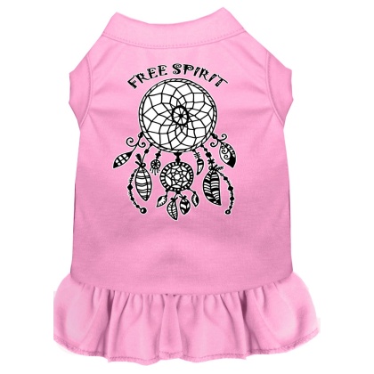 Free Spirit Screen Print Dog Dress Light Pink 4X (22)