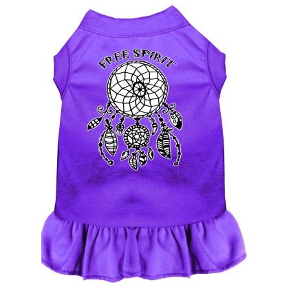 Free Spirit Screen Print Dog Dress Purple 4X (22)