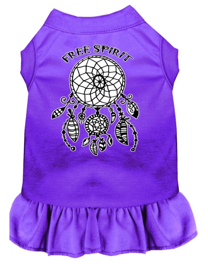 Free Spirit Screen Print Dog Dress Purple 4X (22)