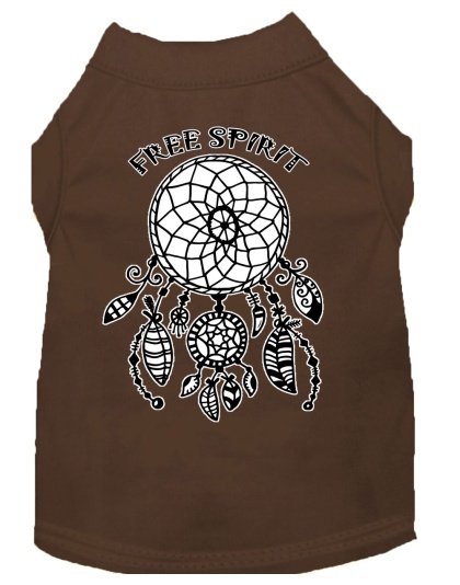 Free Spirit Screen Print Dog Shirt Brown Lg