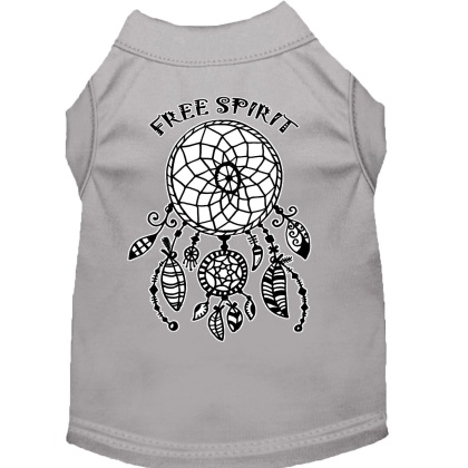 Free Spirit Screen Print Dog Shirt Grey Lg