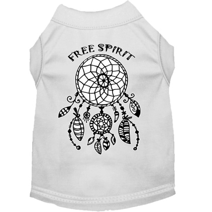 Free Spirit Screen Print Dog Shirt White Lg