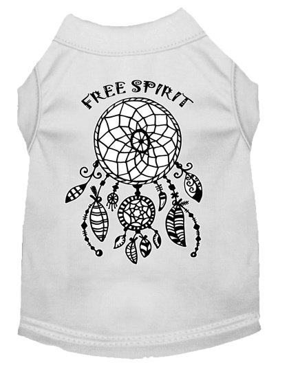 Free Spirit Screen Print Dog Shirt White Lg