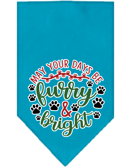 Furry and Bright Screen Print Bandana Turquoise Size Small