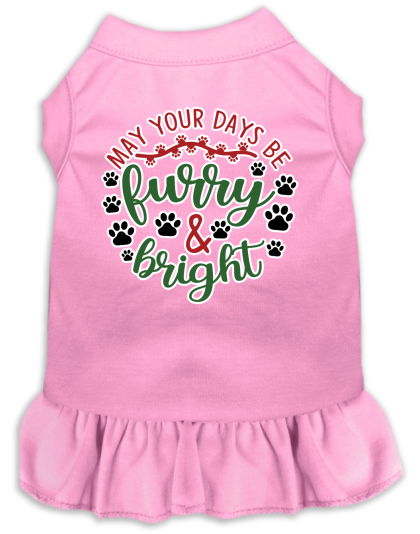 Furry and Bright Screen Print Dog Dress Light Pink Size XS