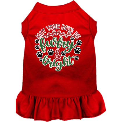 Furry and Bright Screen Print Dog Dress Red Size XS