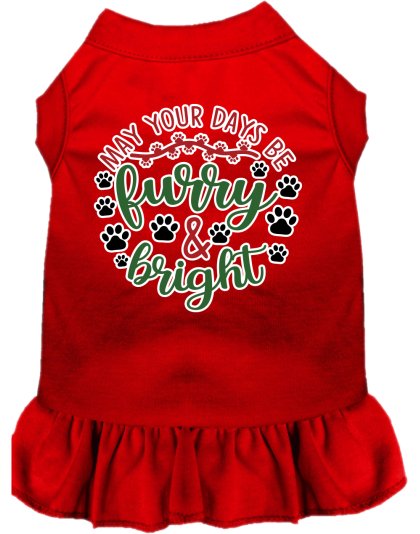 Furry and Bright Screen Print Dog Dress Red Size XS