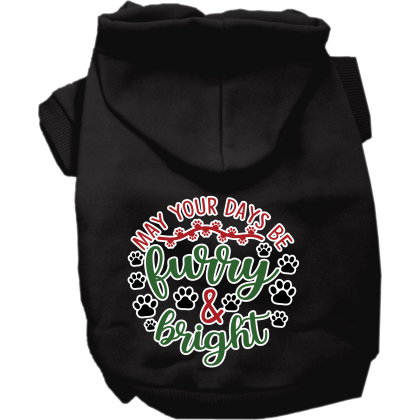 Furry and Bright Screen Print Dog Hoodie Black Size XS