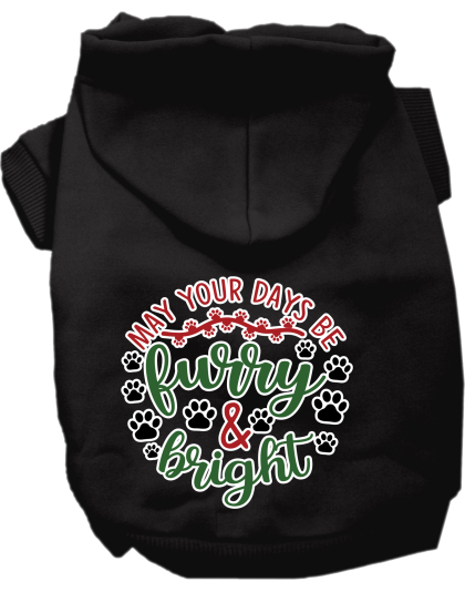Furry and Bright Screen Print Dog Hoodie Black Size XS