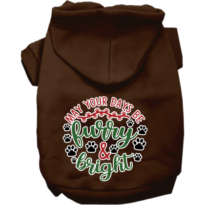 Furry and Bright Screen Print Dog Hoodie Brown Size XS