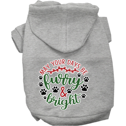 Furry and Bright Screen Print Dog Hoodie Grey Size XS