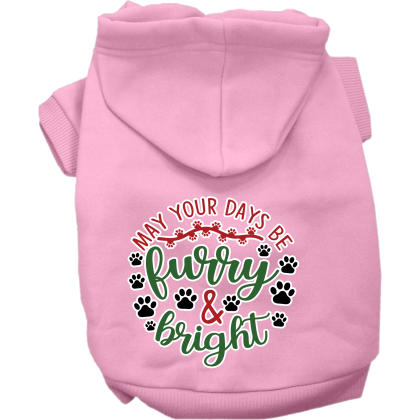 Furry and Bright Screen Print Dog Hoodie Light Pink Size XS