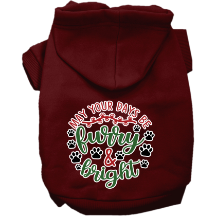 Furry and Bright Screen Print Dog Hoodie Maroon Size XS