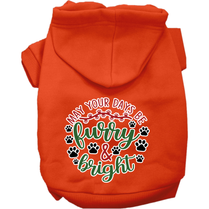 Furry and Bright Screen Print Dog Hoodie Orange Size XS