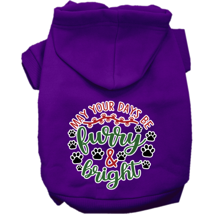 Furry and Bright Screen Print Dog Hoodie Purple Size XS