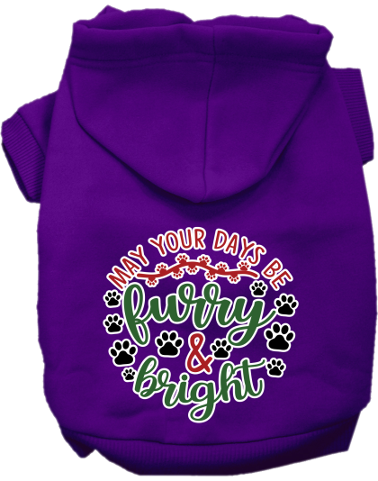 Furry and Bright Screen Print Dog Hoodie Purple Size XS