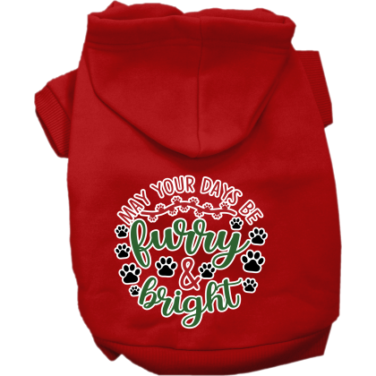 Furry and Bright Screen Print Dog Hoodie Red Size XS