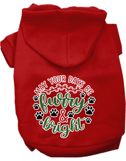 Furry and Bright Screen Print Dog Hoodie Red Size XS