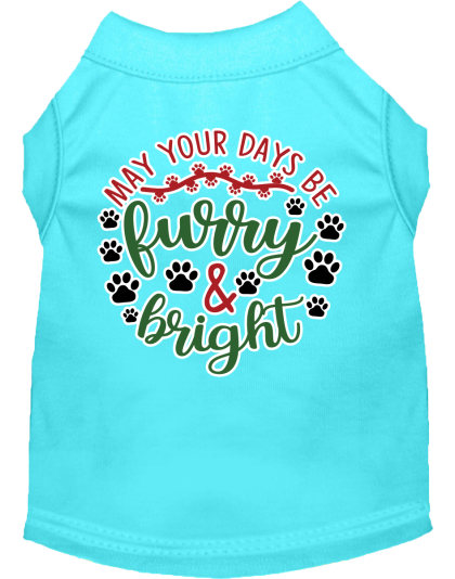 Furry and Bright Screen Print Dog Shirt Aqua Size XS