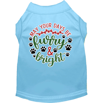 Furry and Bright Screen Print Dog Shirt Baby Blue Size XS