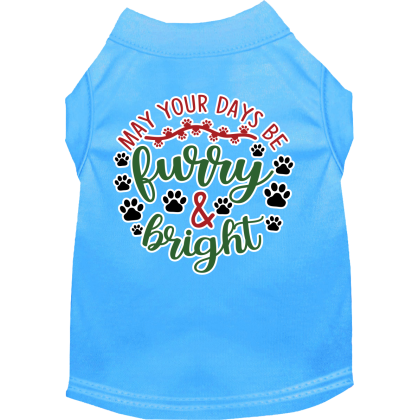 Furry and Bright Screen Print Dog Shirt Bermuda Blue Size XS