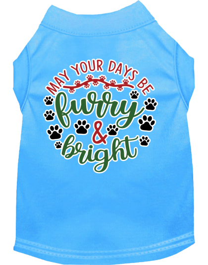 Furry and Bright Screen Print Dog Shirt Bermuda Blue Size XS