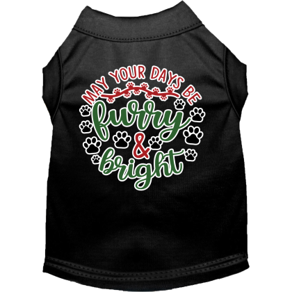 Furry and Bright Screen Print Dog Shirt Black Size XS