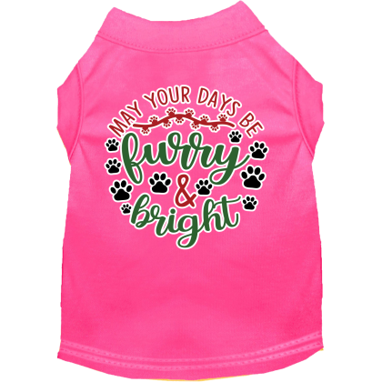 Furry and Bright Screen Print Dog Shirt Bright Pink Size XS