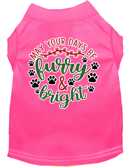 Furry and Bright Screen Print Dog Shirt Bright Pink Size XS
