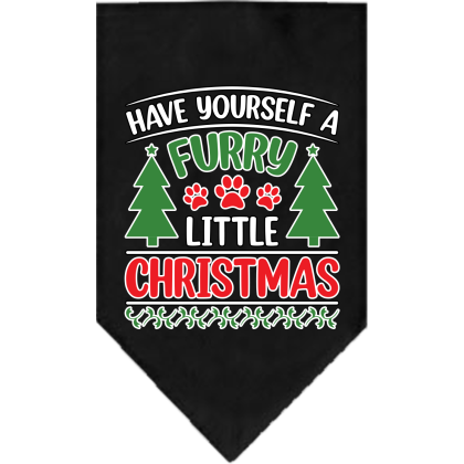 Furry Little Christmas Screen Print Bandana Black Size Small