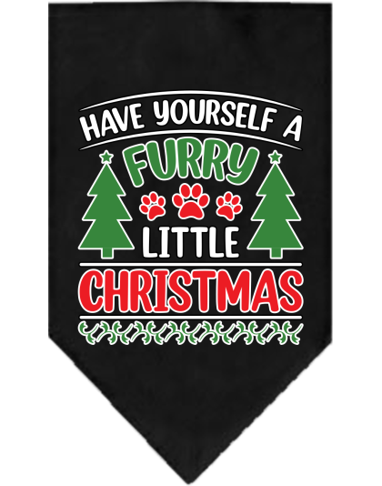 Furry Little Christmas Screen Print Bandana Black Size Small